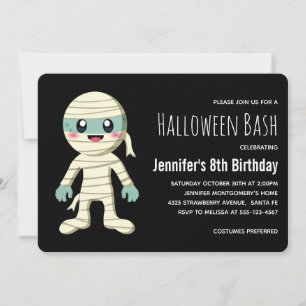Invitación Cumpleaños Feliz de Monstruo de Halloween de Momia