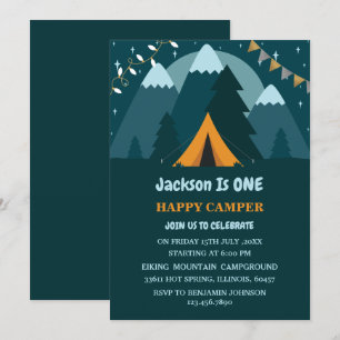 Invitación Cumpleaños feliz del primer campista feliz en la t