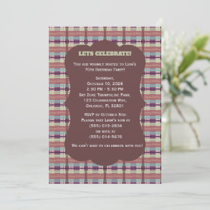 Invitación Cumpleaños Feliz Estampado de Cuadros