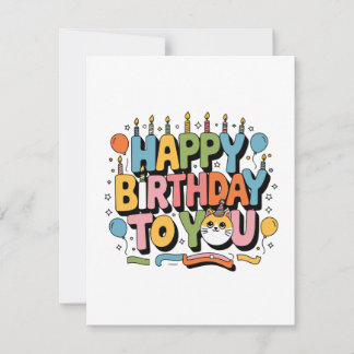 Invitación Cumpleaños Feliz Gatito Adorable