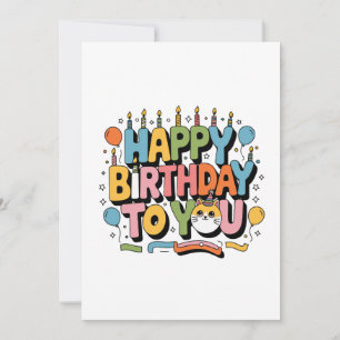 Invitación Cumpleaños Feliz Gatito Adorable