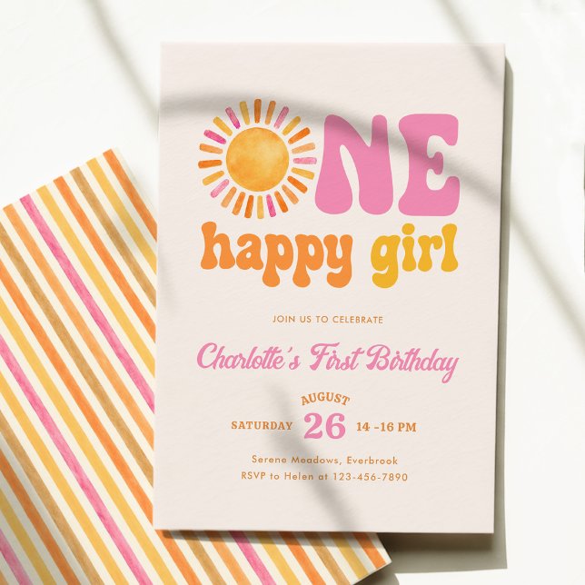 Invitación Cumpleaños Feliz Niña 1er Cumpleaños  (Subido por el creador)