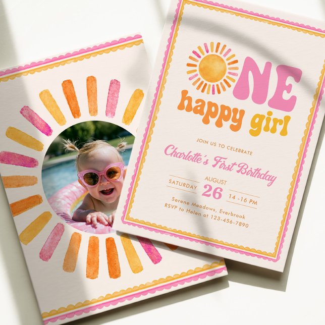 Invitación Cumpleaños Feliz Niña 1er Cumpleaños  (Subido por el creador)