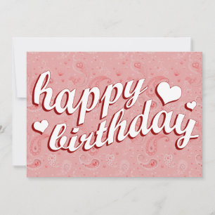 Invitación cumpleaños feliz: paisley rosa