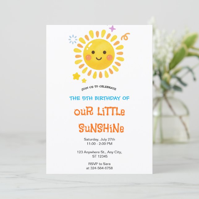 Invitación Cumpleaños Feliz Sol Pequeño Sol Party (Anverso de pie)