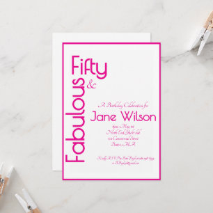 Invitación Cumpleaños Femenino 50 y Fabuloso Rosa