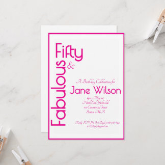 Invitación Cumpleaños Femenino 50 y Fabuloso Rosa