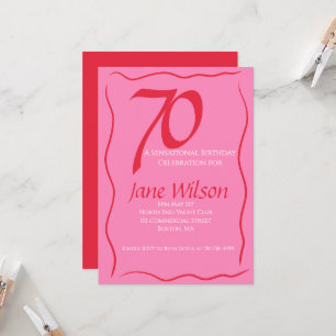 Invitación Cumpleaños femenino elegante de 70 años en rosa y 