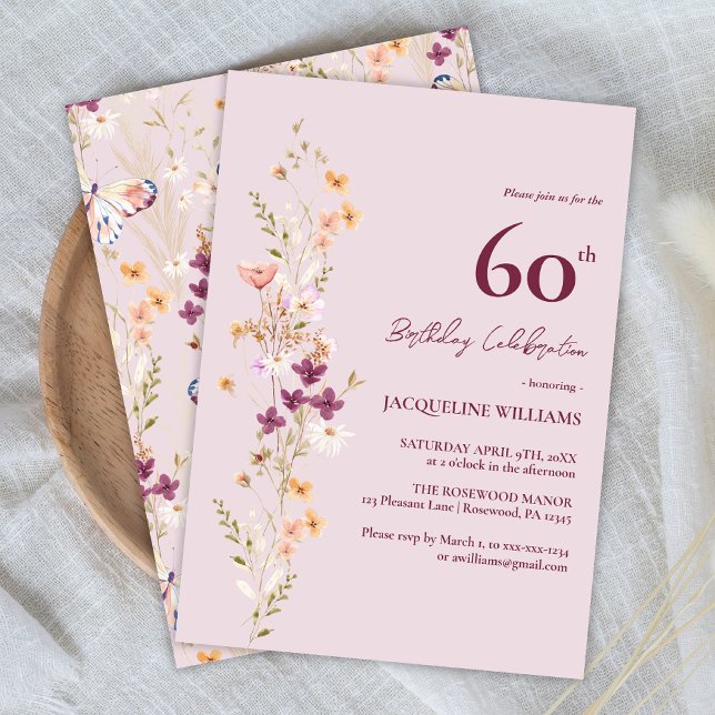 Invitación Cumpleaños Femenino Floral 60 (Subido por el creador)