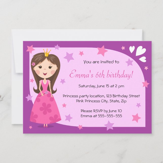 Invitación Cumpleaños femenino lindo púrpura rosado de la (Anverso)