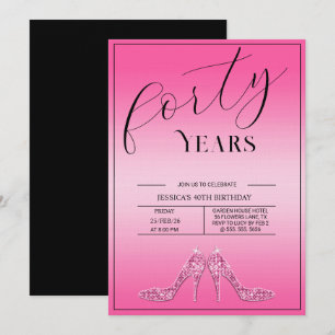 Invitación Cumpleaños femenino moderno de Stiletto's de 40 añ