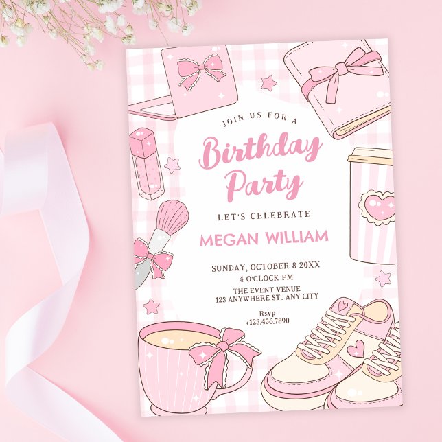 Invitación Cumpleaños femenino rosa (Subido por el creador)