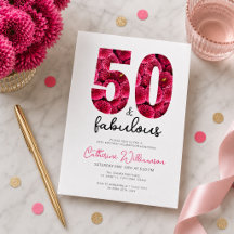 Cumpleaños Femenino Rosa Floral 50 y Fabuloso