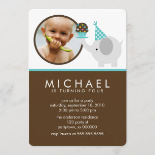 Invitación Cumpleaños festivo lindo del elefante