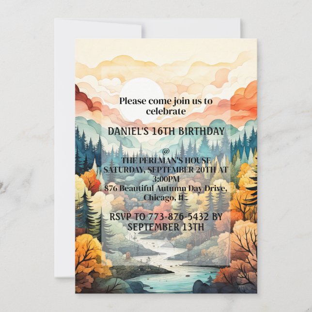 Invitación Cumpleaños fiesta al aire libre en un hermoso día  (Anverso)