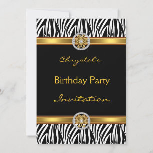 Invitación Cumpleaños Fiesta Animal Cebra Joyas Do