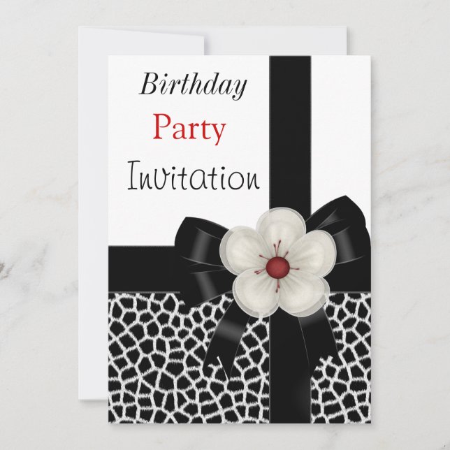 Invitación Cumpleaños Fiesta Arco Negro Blanco (Anverso)