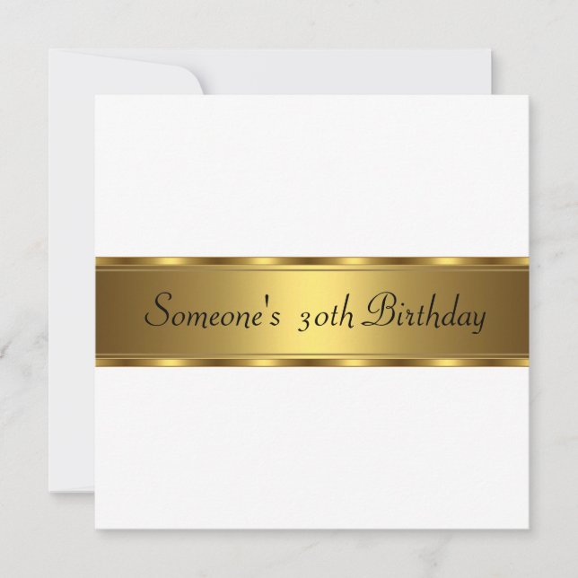 Invitación Cumpleaños Fiesta Blanco Oro 30 40 50 (Anverso)