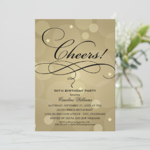 Invitación Cumpleaños Fiesta Bokeh Dorado Cheers
