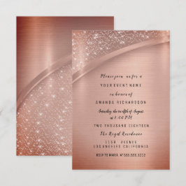 Invitación Cumpleaños Fiesta Brillo Rubor Rosa