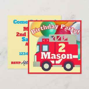 Invitación Cumpleaños fiesta camión de bomberos Emoji 