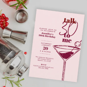 Invitación Cumpleaños Fiesta Cocktail Rosa Habla 30 Conmigo