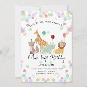 Invitación Cumpleaños fiesta de animales de safari