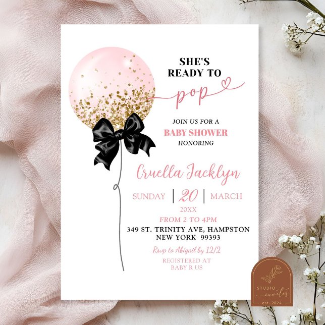 Invitación Cumpleaños Fiesta de Bebé Arco Rosa Coquette (Subido por el creador)