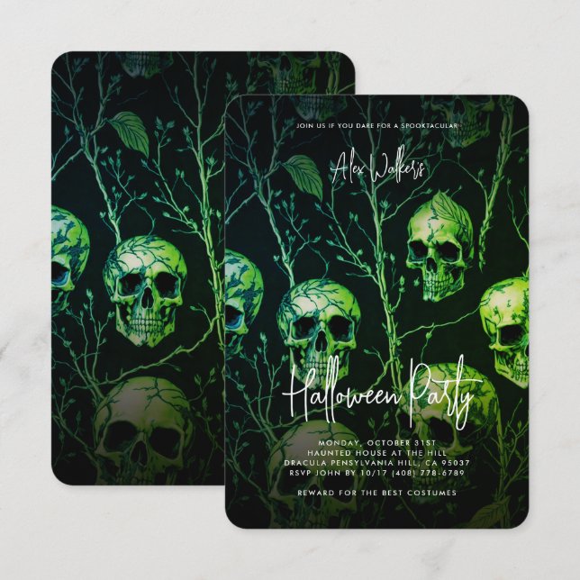 Invitación Cumpleaños Fiesta de Halloween para Adultos Haunte (Anverso / Reverso)