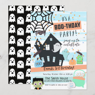 Invitación Cumpleaños Fiesta de Halloween Pastel para Niños