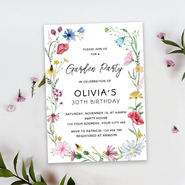 Invitación Cumpleaños Fiesta de Jardín de Flores Silvestres (Subido por el creador)
