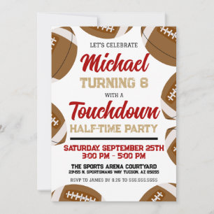 Invitación Cumpleaños Fiesta de Medio Tiempo de Fútbol Rojo D