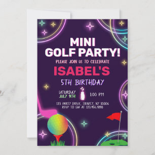 Invitación Cumpleaños Fiesta de Minigolf