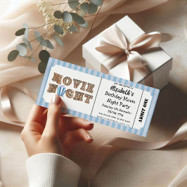 Invitación Cumpleaños Fiesta de Noche de Cine Estilo Ticket A