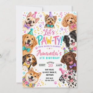 Invitación Cumpleaños Fiesta de Perrito Colorido