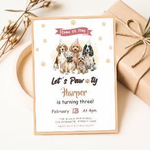 Invitación Cumpleaños Fiesta de Perro Cachorro Mascota Vamos 