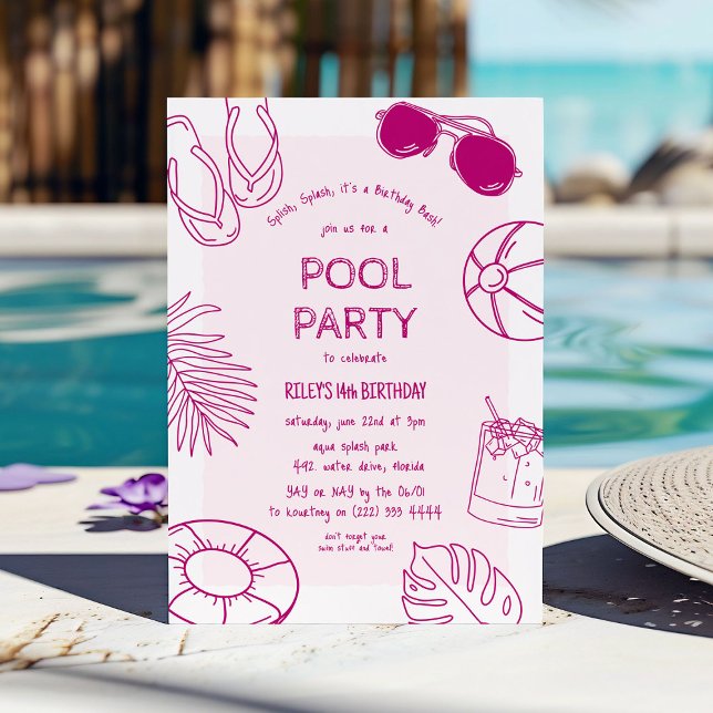 Invitación Cumpleaños Fiesta de Piscina de la Chica Garabato  (Subido por el creador)