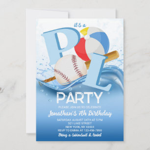 Invitación Cumpleaños Fiesta de Piscina de Pelota de Playa de