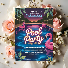 Invitación Cumpleaños Fiesta de Piscina Glow Night