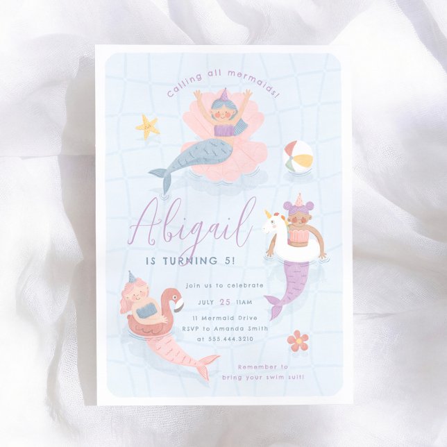 Invitación Cumpleaños Fiesta de Piscina Sirena (Subido por el creador)