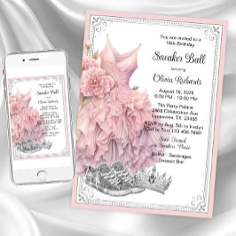 Invitación Cumpleaños Fiesta de Zapatillas de Plata Rosa