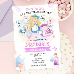 Invitación Cumpleaños Fiesta del Té de Alicia en el País de l