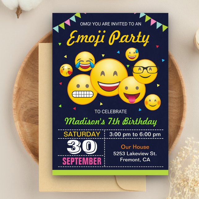 Invitación Cumpleaños Fiesta Emoji Lindo (Subido por el creador)