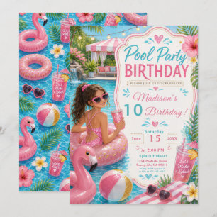 Invitación Cumpleaños Fiesta en la Piscina