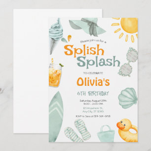 Invitación Cumpleaños Fiesta en la Piscina Salpicadura