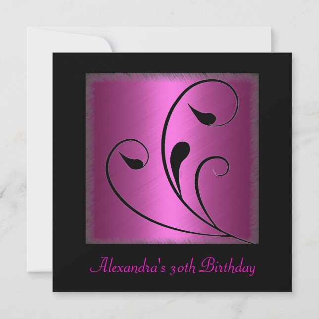 Invitación Cumpleaños Fiesta Floral Rosa Glamour (Reverso)
