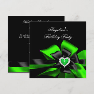 Invitación Cumpleaños Fiesta Imagen Corazón Verde Lima con La