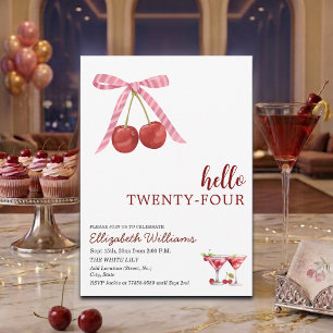 Invitación Cumpleaños Fiesta Martini de Cereza Veinticuatro