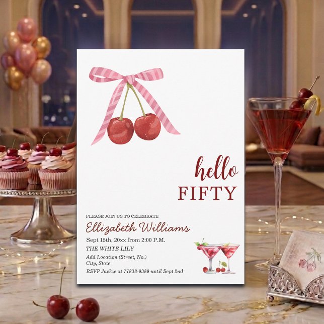 Invitación Cumpleaños Fiesta Martini de las Cincuenta Cerezas (Subido por el creador)