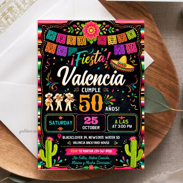 Invitación Cumpleaños Fiesta Mexicana - Tema Mariachi (Zazzle Mexican Fiesta Birthday - Mariachi Theme Invitation)